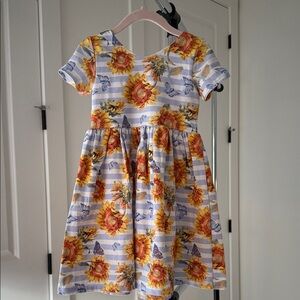 Handmade Floral Sunflower and Butterfly Kids Dress